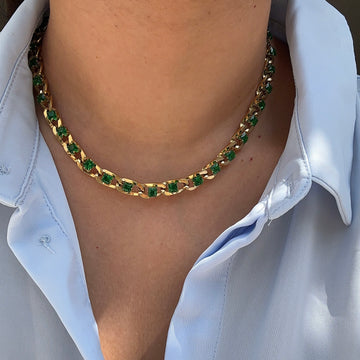 Cuban link necklace with stone