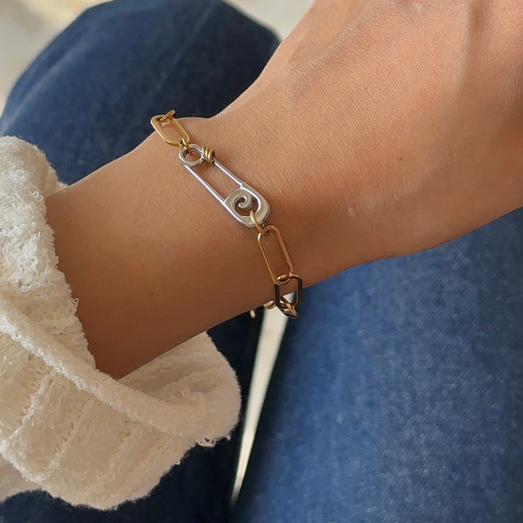 Safety pin bracelet
