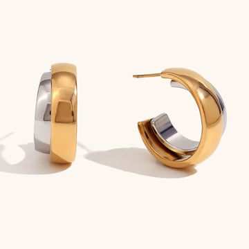 Two tone C-shaped earring