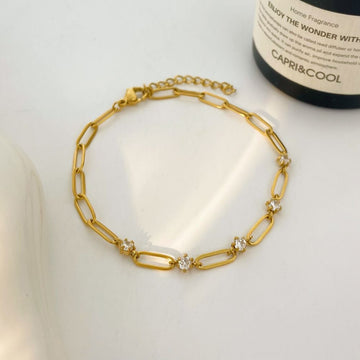 Paperclip and stone bracelet