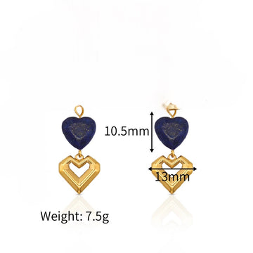 Double heart Charm - Blue & Gold