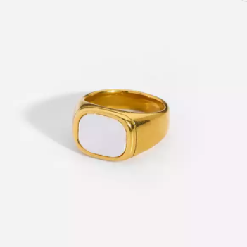 Gold Plated White Shell Ring