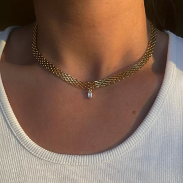 Golden Baguette Pendant Necklace