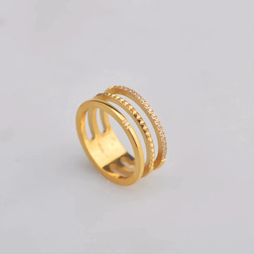 Three layer cubic zirconia ring