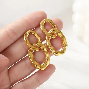 Gold plated Large Link Dangler Earring